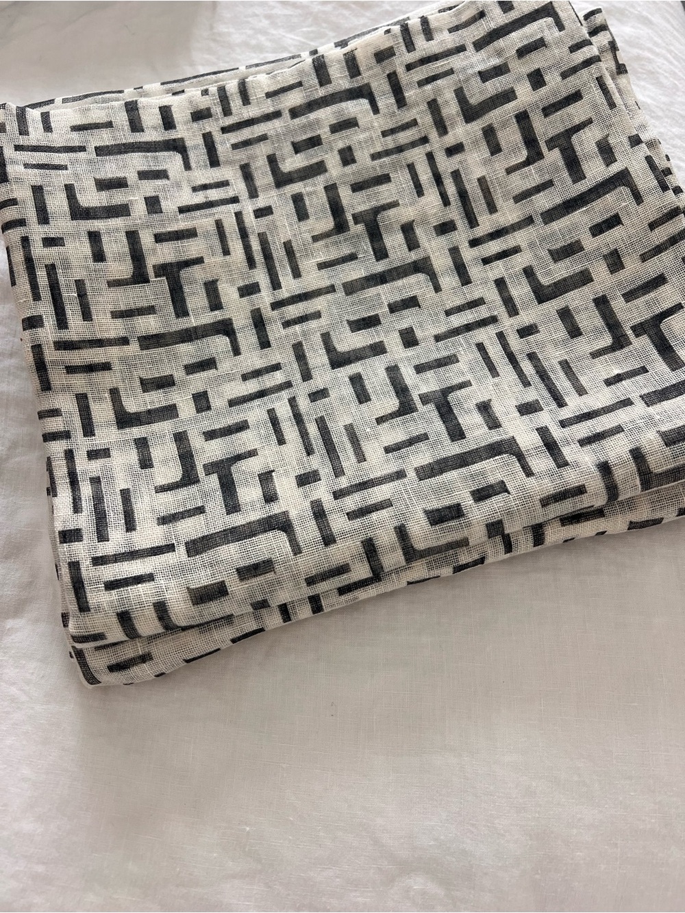 2 Neutral Geometric Print Crate & Barrel curtains- White and Black 48 x 84